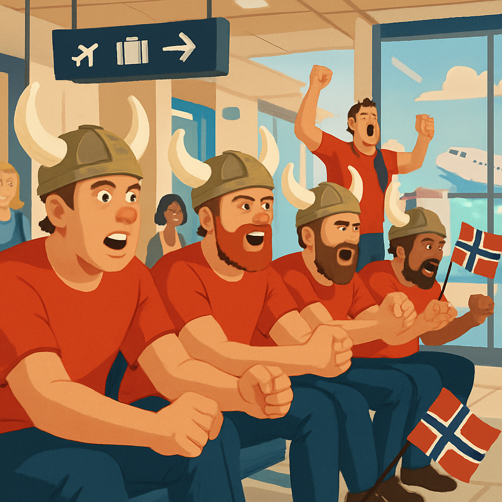Norveçli Taraftarların Havalimanındaki 'Viking Kürek' Gösterisi Yapay Zeka Üretimi